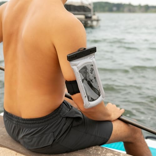 geckobrands Float Phone Dry Bag with Arm Band - Floating Watertight Dry Bag Phone Pouch, Fits Most iPhone and Samsung Galaxy Models - color: Neon Blue