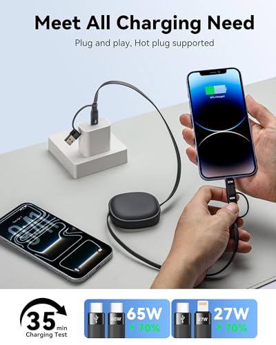 Multi Charging Cable,5 in 1 Charger Retractable Cords for Multiple Device