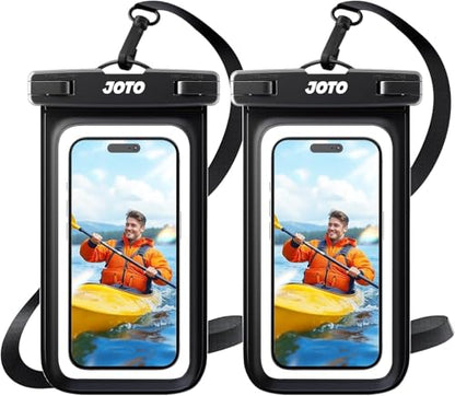 JOTO 2 Pack Waterproof Phone Pouch Case Up to 7", IPX8 Underwater Phone Case Cellphone Dry Bag for iPhone 17/Air 16 15 14 13 12 Pro Max Xs Max XR X 8 7 6S Plus SE/Galaxy S24 S23 S22 -Black | Fits iPhone 17/Air 16 15 14 13 12 Pro Max Xs XR X 8 7 6S Plus SE