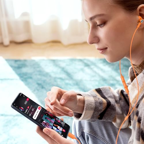 Jelanry Magnetic USB-C Wired Earbuds HiFi Stereo Headphones with Mic Orange - color: Orange