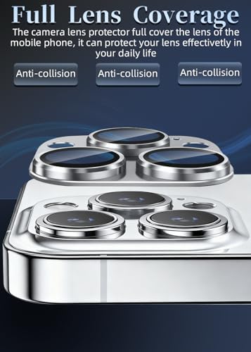 ZXZone for iPhone 16 Pro/iPhone 16 Pro Max Camera Lens Protector, Strong Adhesion Aluminum alloy & Sapphire Glass material [Drop Protection] 9H Tempered Glass Camera Cover screen Metal Ring Case Friendly Scratch Resistant Easy to Install (Silver) - color: