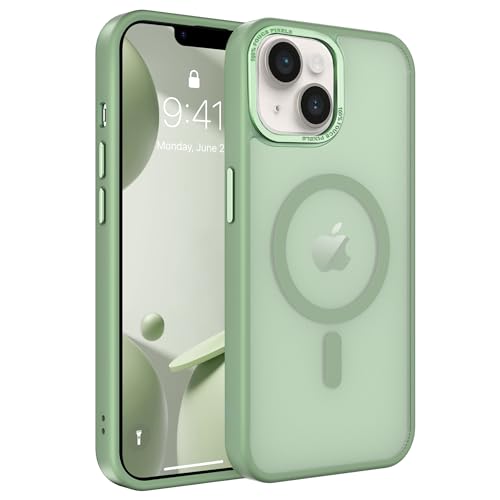 Magnetic iPhone 14/13 case,Compatible with Magsafe, Military-Grade Protection,Slim Translucent Matte Shockproof with Anti-Scratch Anti-Fingerprint Phone Cover (Matcha Green, iPhone 14/13) - color: Matcha Green, size: iPhone 14/13