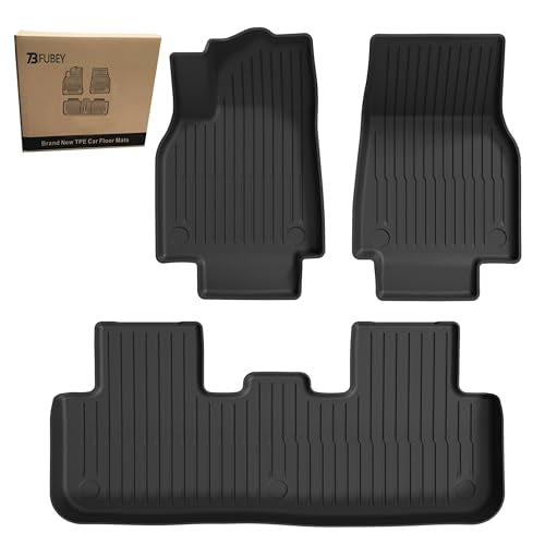Floor Mats for 2025-2026 Tesla Model Y Juniper (Premium & Performance, Not Fit Standard), 3 PCS Tesla Model Y 5-Seat Accseeories Front & Rear Set, Precision Custom All-Weather TPE Waterproof - style: Model Y 2025+ Juniper 3PCS