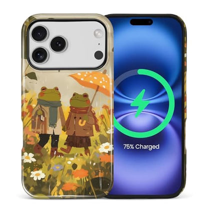 Magnetic for iPhone 17 Pro Case,[Compatible with Magsafe] Dual Layer Protective Heavy Duty Shockproof Rugged Drop Protection Bumper Hybrid Case - Rain Frog and Toad - color: Rain Frog and Toad, size: iPhone 17 Pro