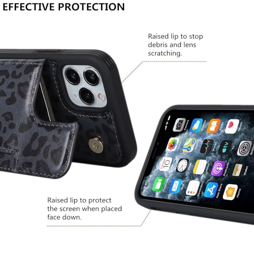 iCoverCase Compatible with iPhone 11 Pro Phone Case with Card Holder, Wallet Case for Women Men RFID Blocking PU Leather Protective Case 5.8 Inch (Black Leopard) - color: Black Leopard