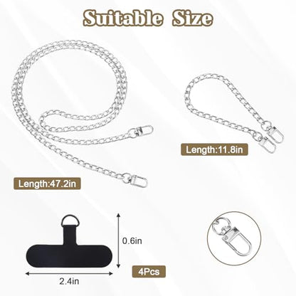 2Pack Phone Lanyard Crossbody with Patch Around the Neck Crossbody Wrist Chain Strap Crossbody for Women Most Phone - color: Silver