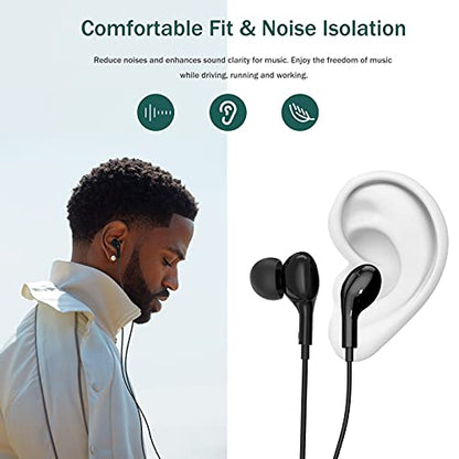 3.5mm Earbuds Wired with Mic for Samsung A14 A32 A15 A13 5G Wired in-Ear Headphones 3.5mm Headphone Jack Stereo Magnetic Earphones for Samsung A52 A03s A12 Pixel 4a LG iPad mini Moto Tablet