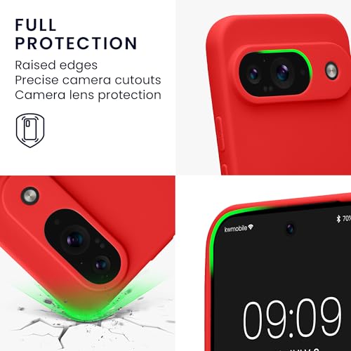 kwmobile Case Compatible with Google Pixel 9 Case - Protective Slim TPU Phone Cover - Soft Matte Finish - Classic Red - color: Classic Red, size: Pixel 9