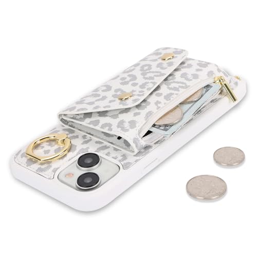 Lipvina Crossbody Wallet Case for iPhone 13,White Leopard - color: 03-White Leopard, size: iPhone 13 6.1"