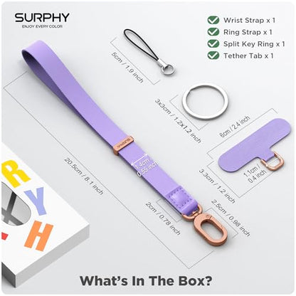 SURPHY Phone Wrist Strap, Keychain Wristlet, Wrist Lanyard with Tether Tab - color: Purple