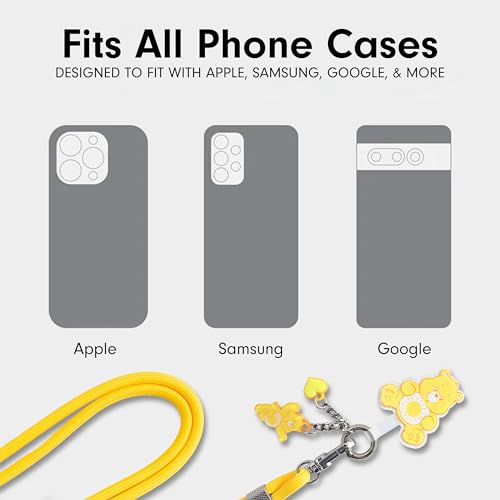 Sonix x Care Bears | Crossbody Phone Strap with Charms | Adjustable, Universal Cell Phone Rope Strap Lanyard | Yellow Cord | Funshine Bear - color: Funshine Bear