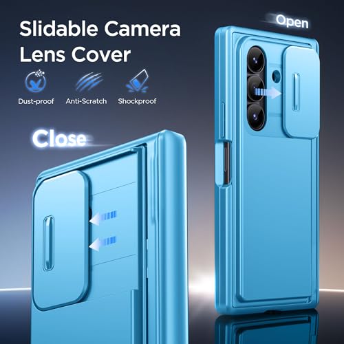 TONGATE Wallet for Z Fold 7 Case with Privacy Screen Protector, Lake Blue - color: Lake Blue