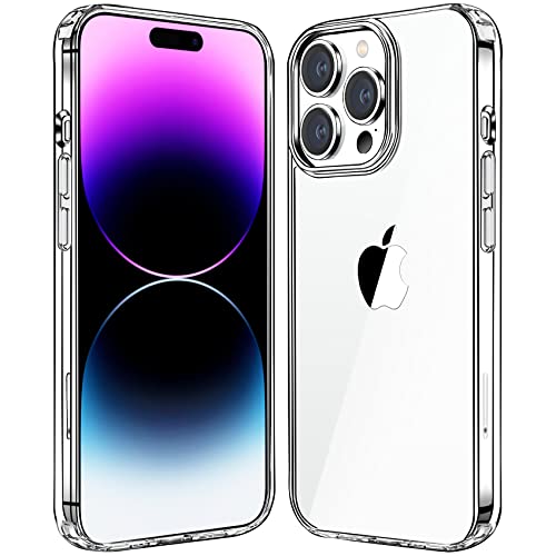 JJGoo Compatible with iPhone 14 Pro Case Clear, Non-Yellowing Shockproof Phone Case for 14 Pro, Slim Anti-Scratch Hard PC Back Protective Cover Bumper 2022 - color: Clear, size: for iPhone 14 Pro