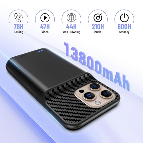 Battery Case for iPhone 16 Pro Max (6.9inch), 13800mAh High Capacity Charging Charger Case 2026 Upgraded Extended Battery Back with Tempered Glass Screen Protector for iPhone 16 Pro Max, Black - size: for iPhone 16 Pro Max (6.9inch)