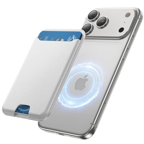 TWZKG for MagSafe Wallet, 3 Cards Holder, Slim Magnetic Phone Wallet for iPhone 17/16/15/14/13/12 Pro Max Plus Air Series,RFID Blocking Vegan Leather,White - color: White