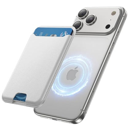 TWZKG for MagSafe Wallet, 3 Cards Holder, Slim Magnetic Phone Wallet for iPhone 17/16/15/14/13/12 Pro Max Plus Air Series,RFID Blocking Vegan Leather,White - color: White