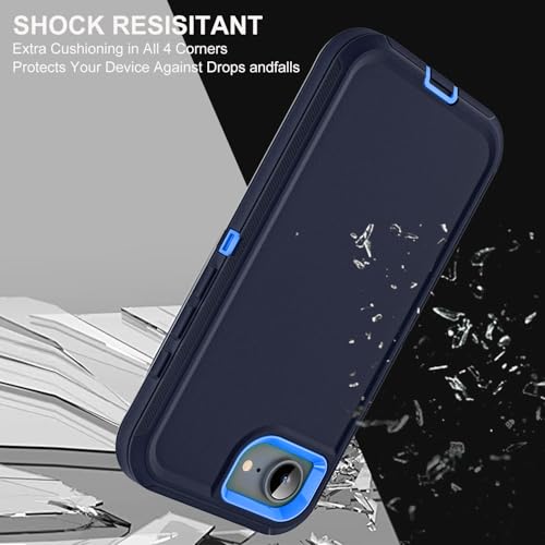 YKHJKLEC for iPhone 16e Case, Military Grade 3 in 1 Heavy Duty Shockproof/Drop Proof/Dust Proof Case with 2Pcs Tempered Glass Screen Protector (Navy Blue) - color: Navy Blue