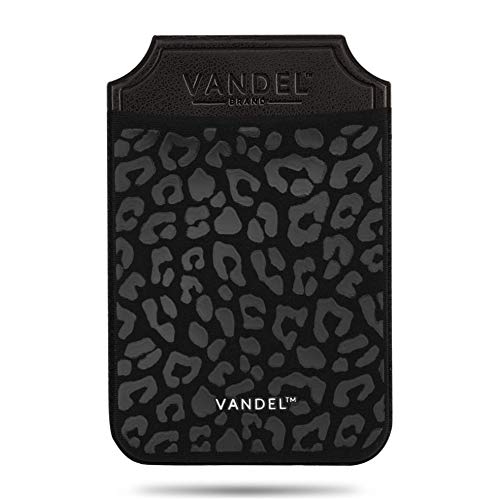 Vandel Stick-On Fabric Phone Wallet for Women, Cute Credit Card Holder | Stylish Credit Card Holder for Phone Case, Stick On Back of Phone Fabric Sleeve for iPhone Pocket - color: Black Leopard
