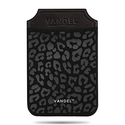 Vandel Stick-On Fabric Phone Wallet for Women, Cute Credit Card Holder | Stylish Credit Card Holder for Phone Case, Stick On Back of Phone Fabric Sleeve for iPhone Pocket - color: Black Leopard