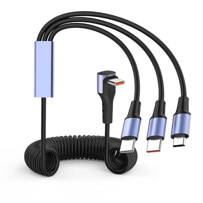 YACSEJAO 66W 90 Degree USB C Retractable Spring Splitter Cable - style: 2 Type C+Mirco USB
