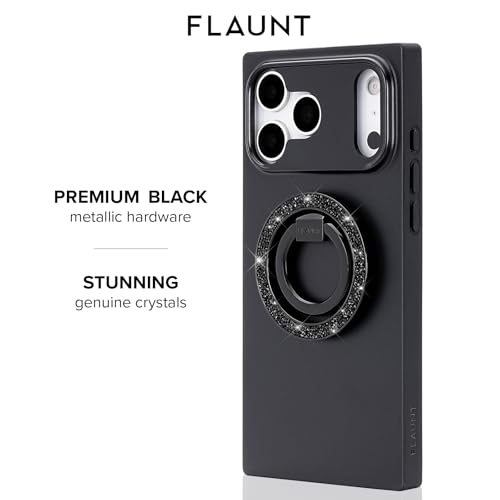 Flaunt MagSafe Phone Ring Holder and Stand - Black Crystal Elegance - color: Black Crystal Elegance