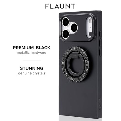 Flaunt MagSafe Phone Ring Holder and Stand - Black Crystal Elegance - color: Black Crystal Elegance