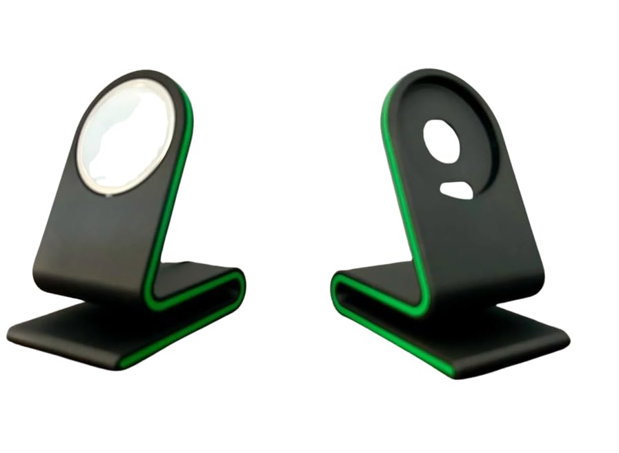 Modern Phone Stand with Magnetic Charging Compatibility – Custom Accent Color – Black Base (Magnetic Charger Not Included) (Brown) - color: Brown