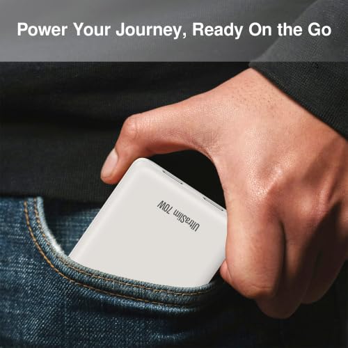 UltraSlim 70W GaN II Dual USB-C PD Wall Charger - Compact Flat Plug Adapter with Foldable Design, Intelligent Power Allocation & Fast Charging for Laptops & Phones - White - color: White