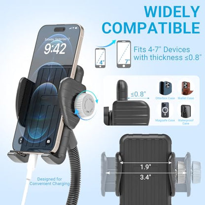 Bike Phone Mount, 360° Adjustable Gooseneck Handlebar Phone Holder