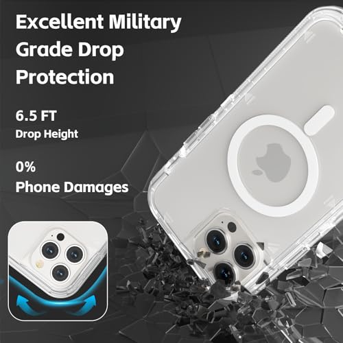 Follaroma Magnetic for iPhone 12/iPhone 12 Pro Case,Heavy Duty Cases,Clear | Compatible with MagSafe, Heavy Duty Shock proof Protection, Military-Grade Anti-Drop, Dual Layer Transparent Protective Cover - color: Clear, size: iPhone 12/iPhone 12 Pro 6.1''