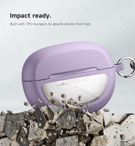 SURITCH Case Cover for Bose Ultra Open Earbuds(2024), Shockproof Protective Cover for Bose Ultra Open Wireless Ear Earbuds Charging Case Accessories with Carabiner, Purple - color: Purple