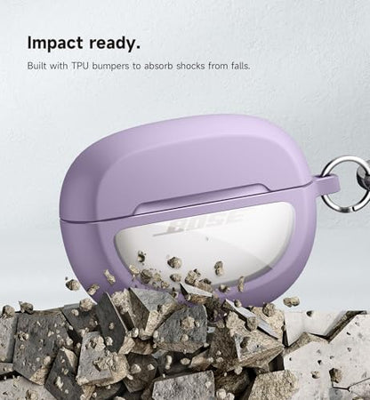 SURITCH Case Cover for Bose Ultra Open Earbuds(2024), Shockproof Protective Cover for Bose Ultra Open Wireless Ear Earbuds Charging Case Accessories with Carabiner, Purple - color: Purple