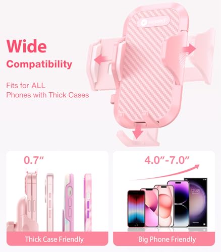 VICSEED [True Strongest Suction [Rally Racing-Grade Stability] Phone Holders for Your Car 2026 Upgraded Car Phone Holder Mount Truck Stand Cradle for iPhone Samsung All Phones, Pink - color: PInk