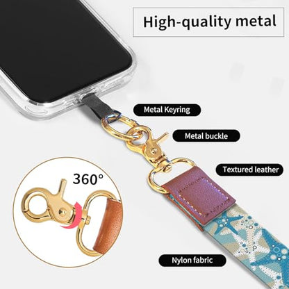 Phone Lanyard Crossbody Wrist Strap, Cute Cell Phone Lanyards for around the Neck Wristlet Wrist Strap - color: Cute Boho Seastars