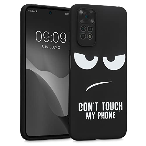 kwmobile TPU Silicone Case Compatible with Xiaomi Redmi Note 11 / Note 11S - Case Soft Cover - Don't Touch My Phone White/Black - size: Redmi Note 11 / Note 11S
