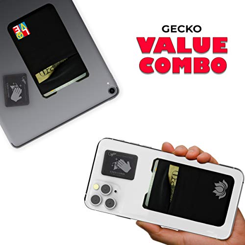 Gecko Travel Tech Double Pocket - Adhesive Card Holder - Cell Phone Pouch - Stick on Spandex Pocket - Carry Credit Cards and Cash (2 PACK - ENLIGHTENED - COMBO) - color: 2 PACK - ENLIGHTENED - COMBO
