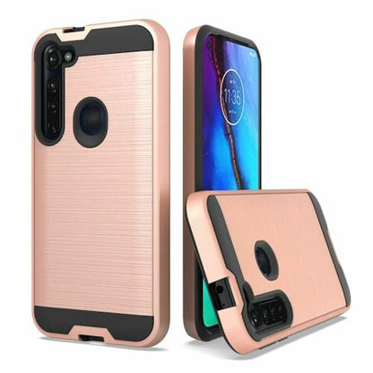 NEM Case Compatible with Motorola Moto G Stylus XT2043 (2020), Moto G Power XT2041 - Shockproof Brushed Case (Rose Gold) - color: Rose Gold