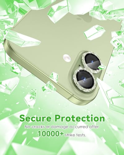 CloudValley All Bling Camera Lens Protector for iPhone 17/iPhone 16/Plus - color: Bling Green