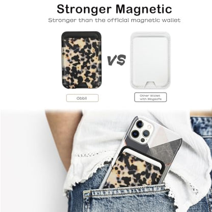Compatible with Magsafe Wallet Magnetic Card Holder, (Tortoise Shell) - color: Tortoise Shell