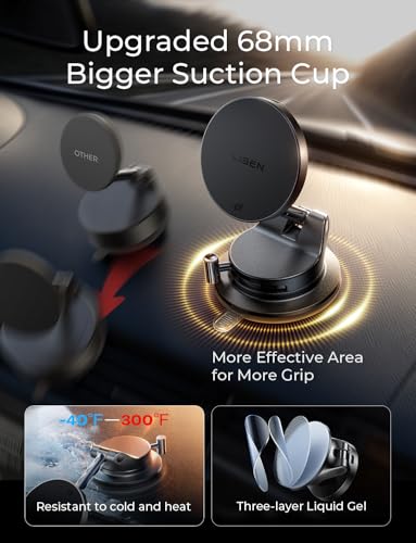 LISEN for Qi2 25W MagSafe Car Mount Charger for iPhone 18 Pro Max MagSafe Car Charger, Fast Wireless Charging Car Charger iPhone 18, Suction Phone Mount, for iPhone 18 Car Charger with 54W Adapter - color: Black