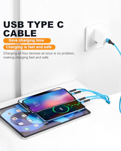 SIQIWO Multi USB C Cable Fast Charging 4FT/2 Pack, 4 in 1 Charger Cord - color: Blue