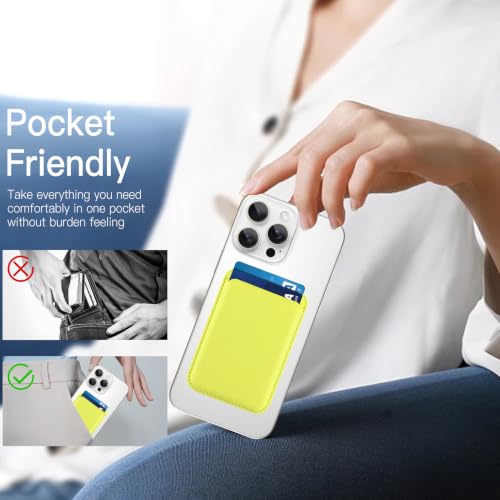 Compatible with MagSafe Wallet, Leather TPU Protective, Yellow - color: Yellow