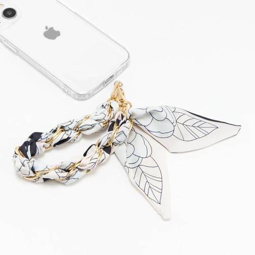 ZOOEASS Phone Wrist Lanyard Gold Metal Scarf Phone Charm Strap with Tether Tab Women Phone Chain Accessories for Handbags - color: Style 1