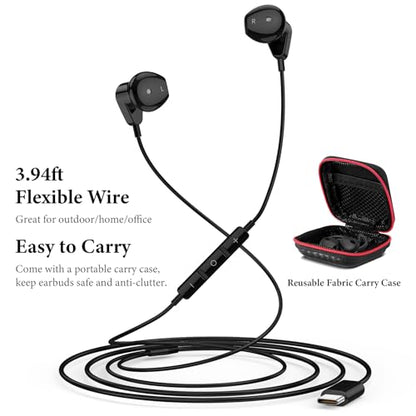 APETOO USB C Headphones for iPhone 18 Pro Max 17 16 15/iPad Air Earbuds - color: Black