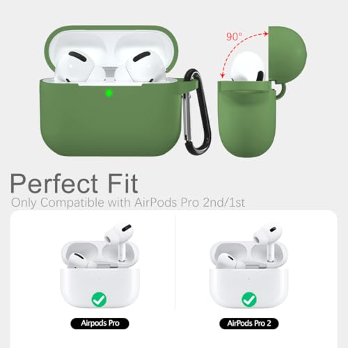 Lerobo for AirPods Pro 2 Case with Keychain, Olive Green - color: Olive Green