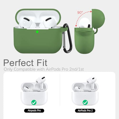 Lerobo for AirPods Pro 2 Case with Keychain, Olive Green - color: Olive Green