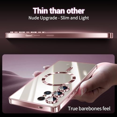 Compatible with Samsung Galaxy S25 Ultra Case（Only）.Magnetic Cover for S25 Ultra. Glossy Slim Thin Soft funda capa para for Galaxy S25 Ultra 6.9 inch.Compatible with MagSafe， (Rose Gold) - color: Rose Gold