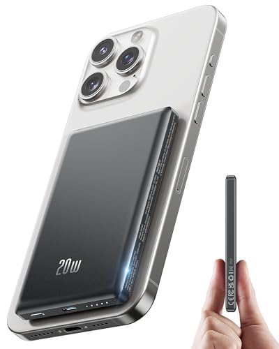 PowerBank Fast Charging 5000mah | 0.38in Ultra Slim 119g, Strong Magnetic Snap, 20W USB C Charging & 15W Wireless MagSafe, Travel & Daily Use for iPhone 12-17
