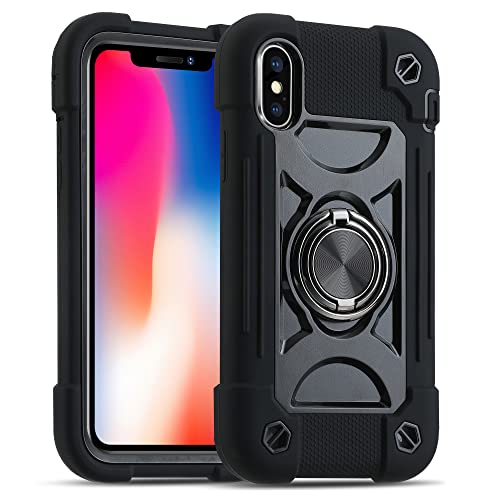 MARKILL Compatible with iPhone X/iPhone Xs Case 5.8 Inch with Ring Stand, Heavy-Duty Military Grade Shockproof Phone Cover for iPhone X/XS. Black - color: Black, size: iPhone X/iPhone XS 5.8"