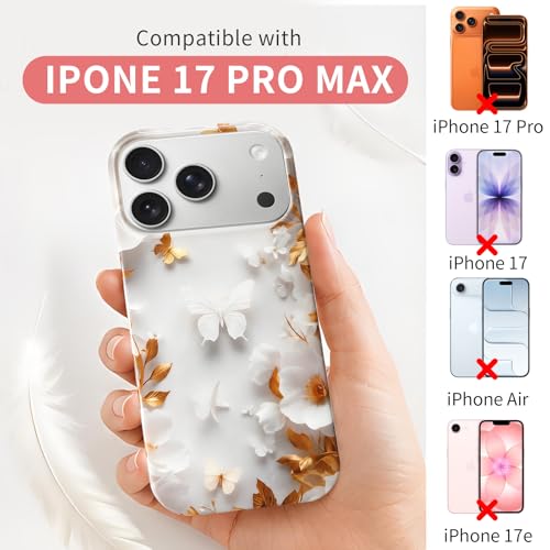 Case Compatible with iPhone 17 Pro Max, 2025 Anti-Yellow Ultra Transparent Soft TPU Phone Case, Shockproof Anti-Slip Slim Lightweight Full Coverage Protective (Flowers 2) - color: Flowers 2